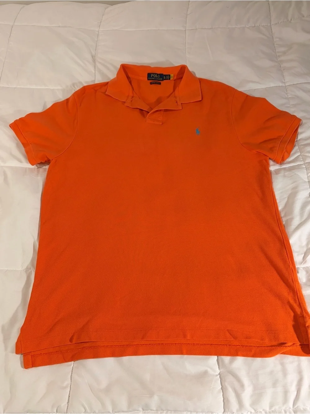 Men’s Polo Ralph Lauren Orange Short Sleeve Piqué Polo Shirt Custom Slim Fit